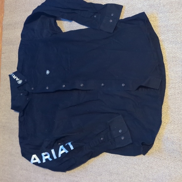 Mens Ariat Team Logo Twill Classic Fit Button down Shirt Size Medium Black/White - Picture 2 of 7